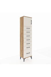 Arges Dolap Tek Raflı 7 Çekmeceli Tek Kapaklı 44x30x182 Çam-Aytaşı
