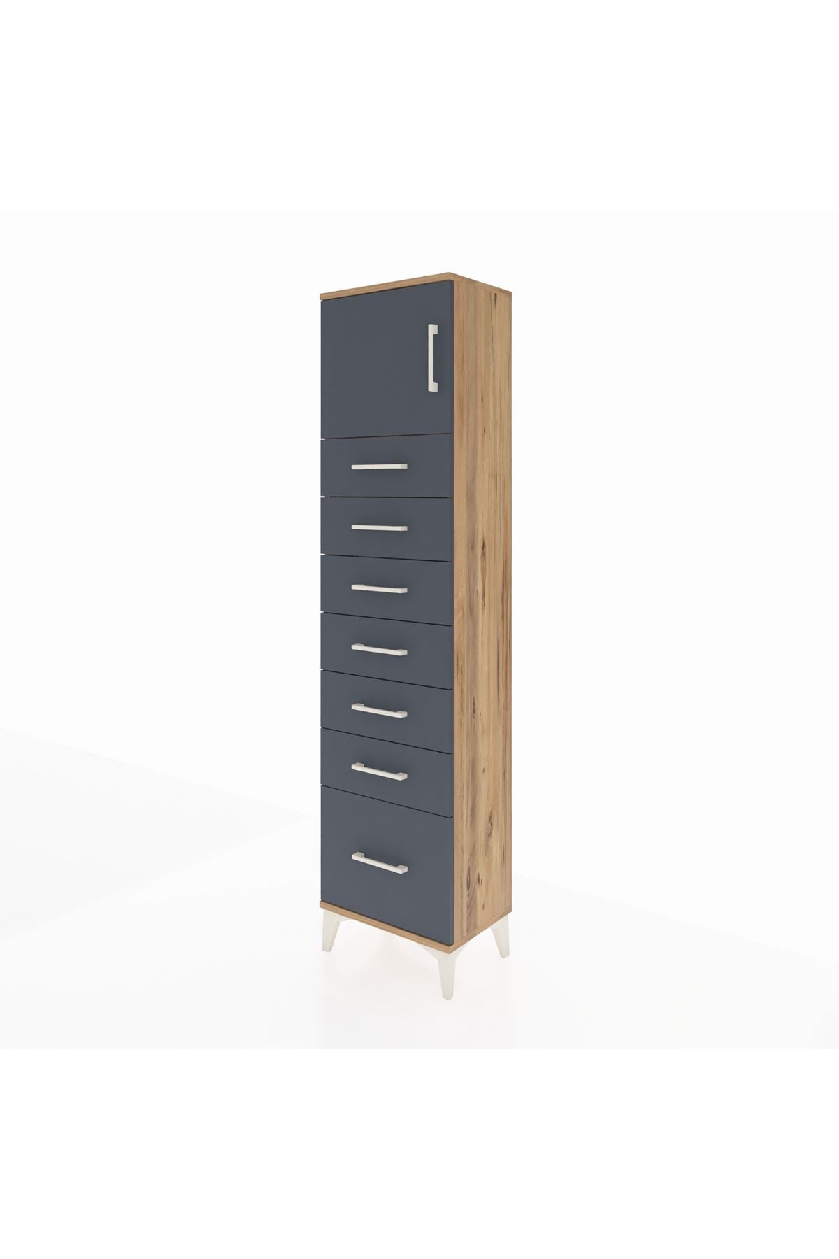 Arges Dolap Tek Raflı 7 Çekmeceli Tek Kapaklı 44x30x182 - S22M010V8A