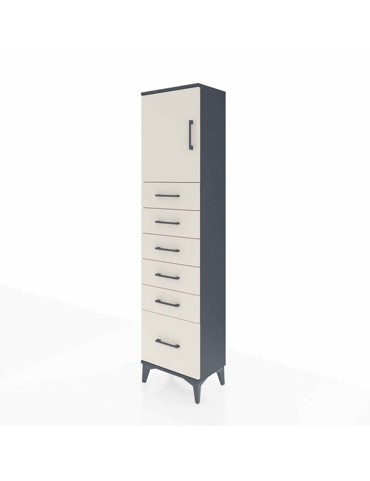 Arges Dolap Tek Raflı 6 Çekmeceli Tek Kapaklı 44x30x182 - S22M011V4A