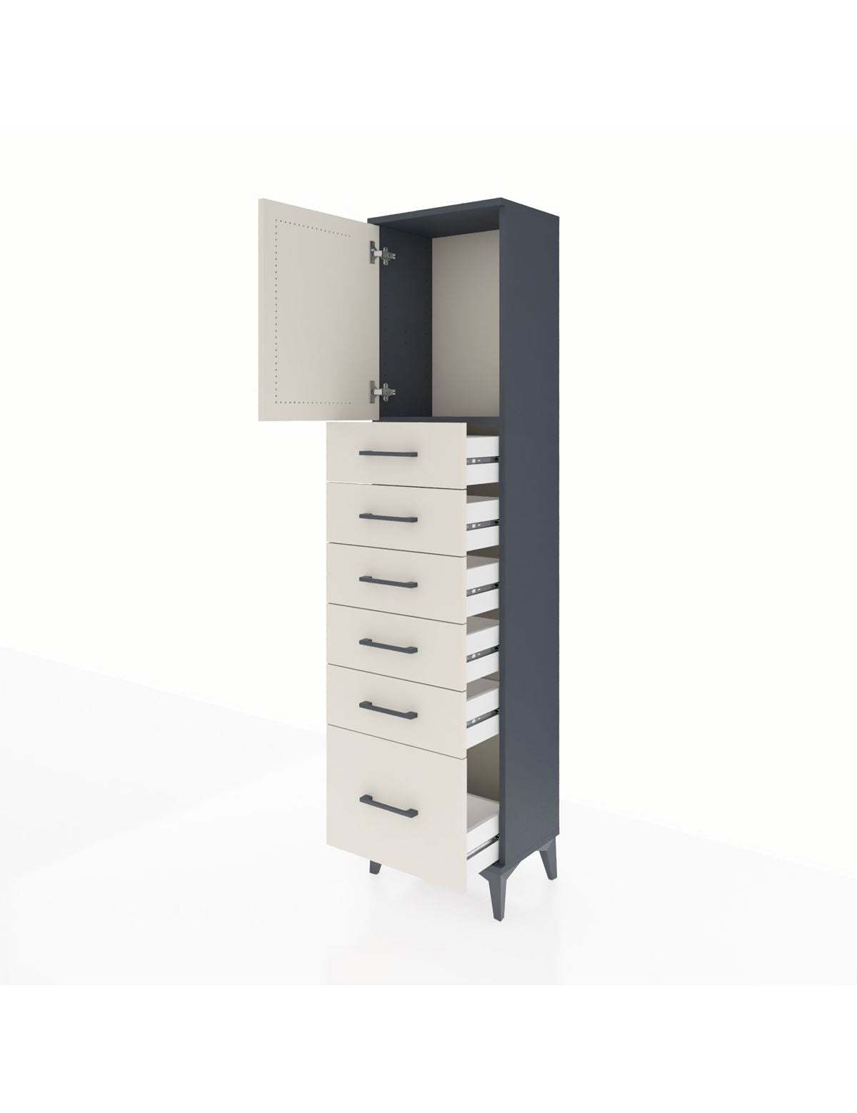 Arges Dolap Tek Raflı 6 Çekmeceli Tek Kapaklı 44x30x182 - S22M011V4A