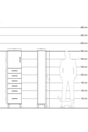 Arges Dolap Tek Raflı 6 Çekmeceli Tek Kapaklı 44x30x182 Çam-Aytaşı