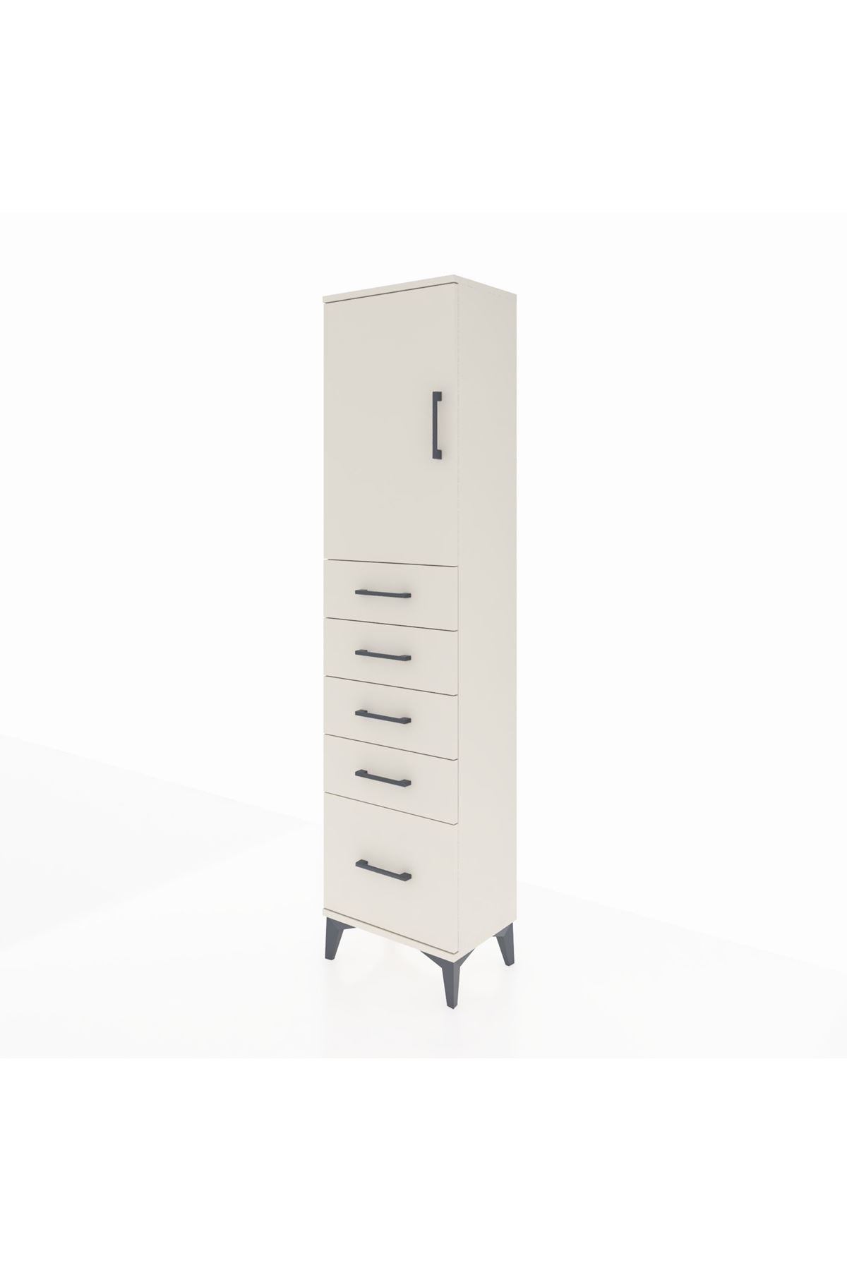 Arges Dolap Tek Raflı 5 Çekmeceli Tek Kapaklı 44x30x182 Aytaşı-Aytaşı