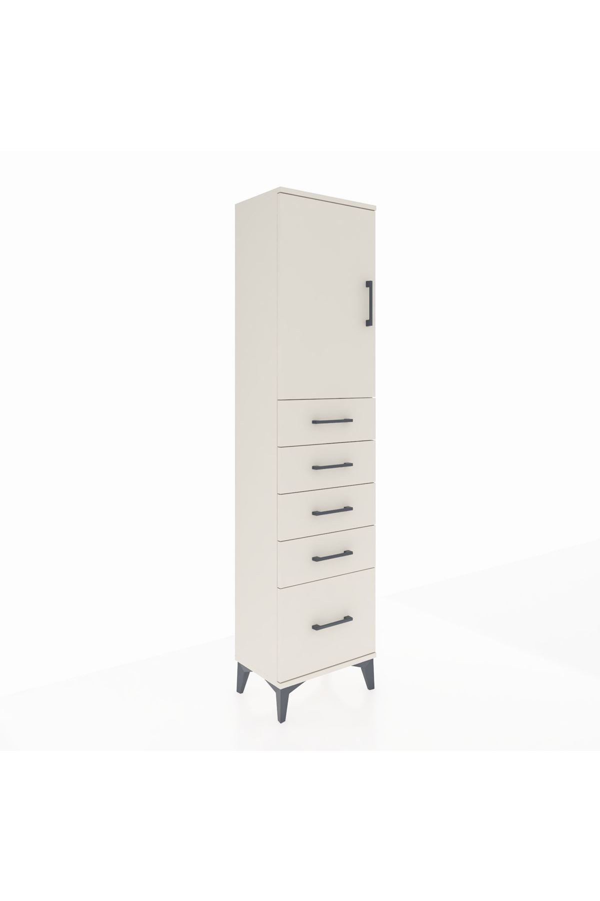 Arges Dolap Tek Raflı 5 Çekmeceli Tek Kapaklı 44x30x182 Aytaşı-Aytaşı