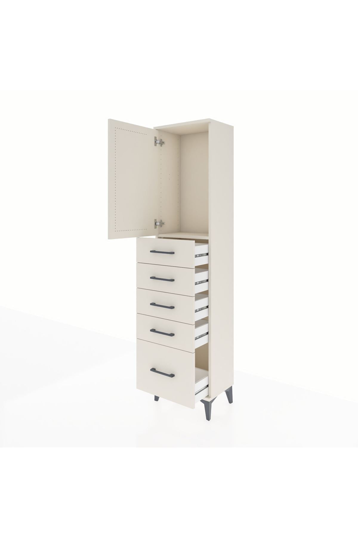 Arges Dolap Tek Raflı 5 Çekmeceli Tek Kapaklı 44x30x182 Aytaşı-Aytaşı