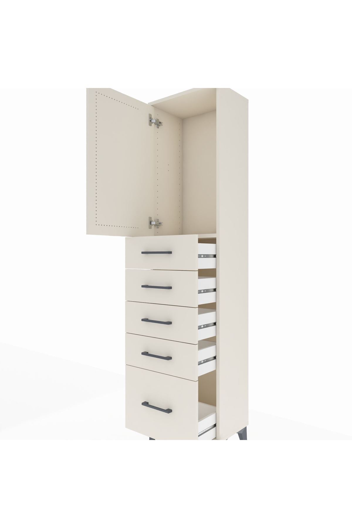 Arges Dolap Tek Raflı 5 Çekmeceli Tek Kapaklı 44x30x182 Aytaşı-Aytaşı