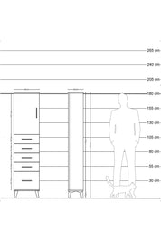 Arges Dolap Tek Raflı 5 Çekmeceli Tek Kapaklı 44x30x182 Aytaşı-Çam
