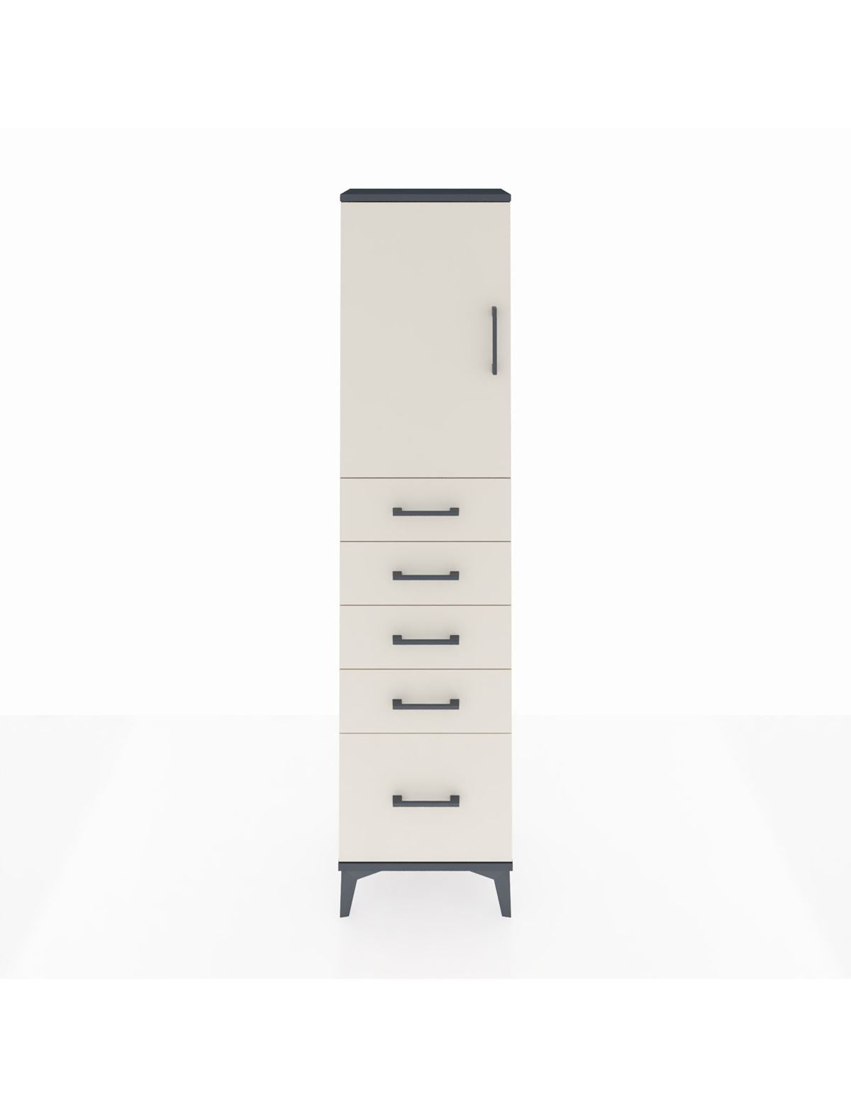 Arges Dolap Tek Raflı 5 Çekmeceli Tek Kapaklı 44x30x182 Antrasit-Aytaşı