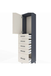 Arges Dolap Tek Raflı 5 Çekmeceli Tek Kapaklı 44x30x182 Antrasit-Aytaşı