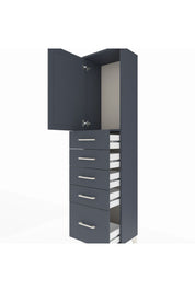 Arges Dolap Tek Raflı 5 Çekmeceli Tek Kapaklı 44x30x182 Antrasit-Antrasit