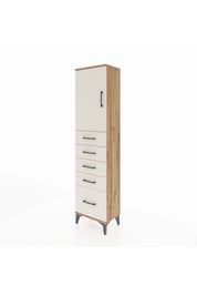 Arges Dolap Tek Raflı 5 Çekmeceli Tek Kapaklı 44x30x182 Çam-Aytaşı