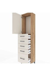 Arges Dolap Tek Raflı 5 Çekmeceli Tek Kapaklı 44x30x182 Çam-Aytaşı