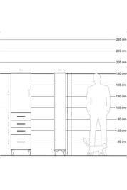 Arges Dolap 2 Raflı 4 Çekmeceli Tek Kapaklı 44x30x182 Antrasit-Çam