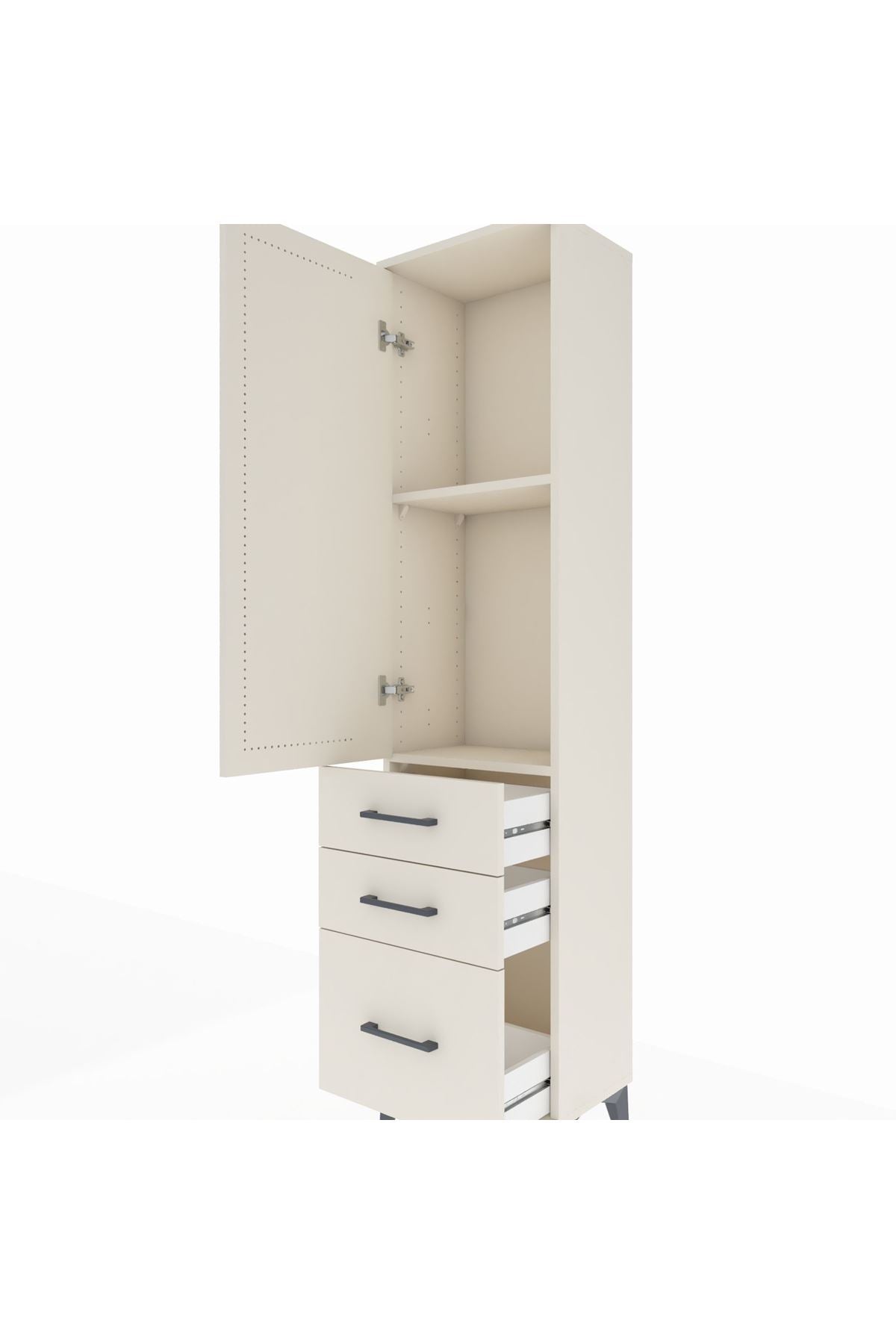 Arges Dolap 2 Raflı 3 Çekmeceli Tek Kapaklı 44x30x182 - S22M014V1A