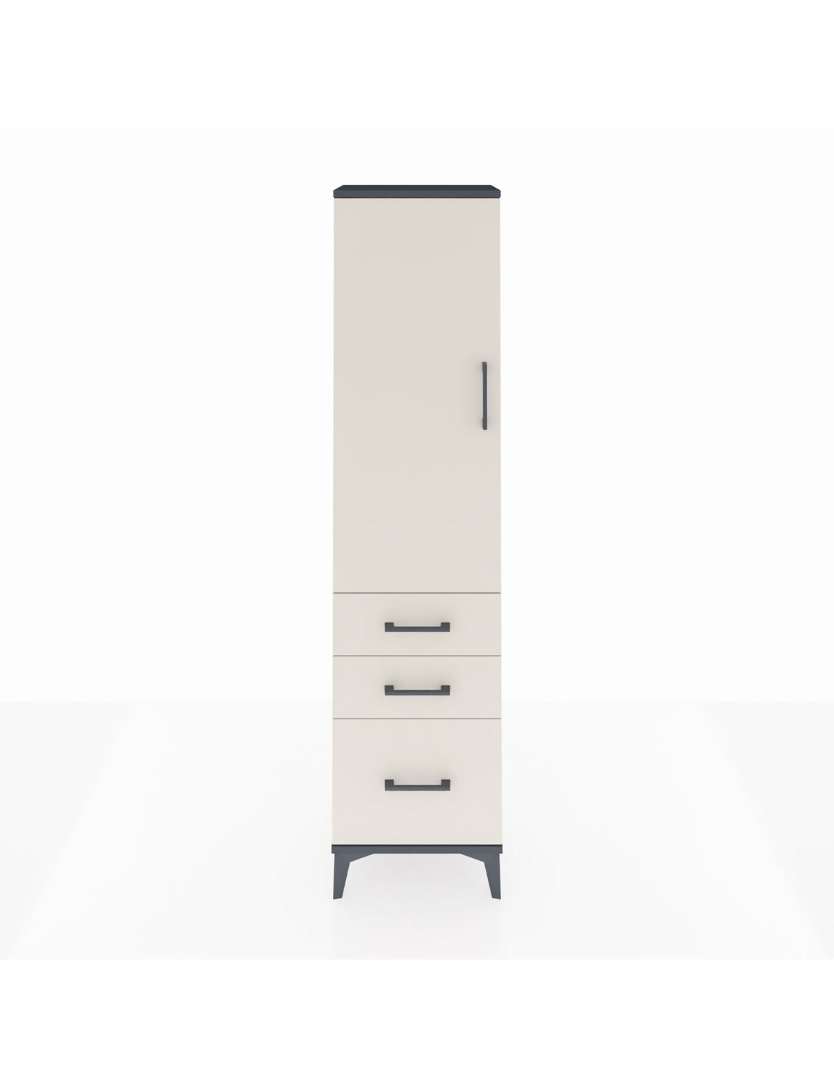 Arges Dolap 2 Raflı 3 Çekmeceli Tek Kapaklı 44x30x182 Antrasit-Aytaşı