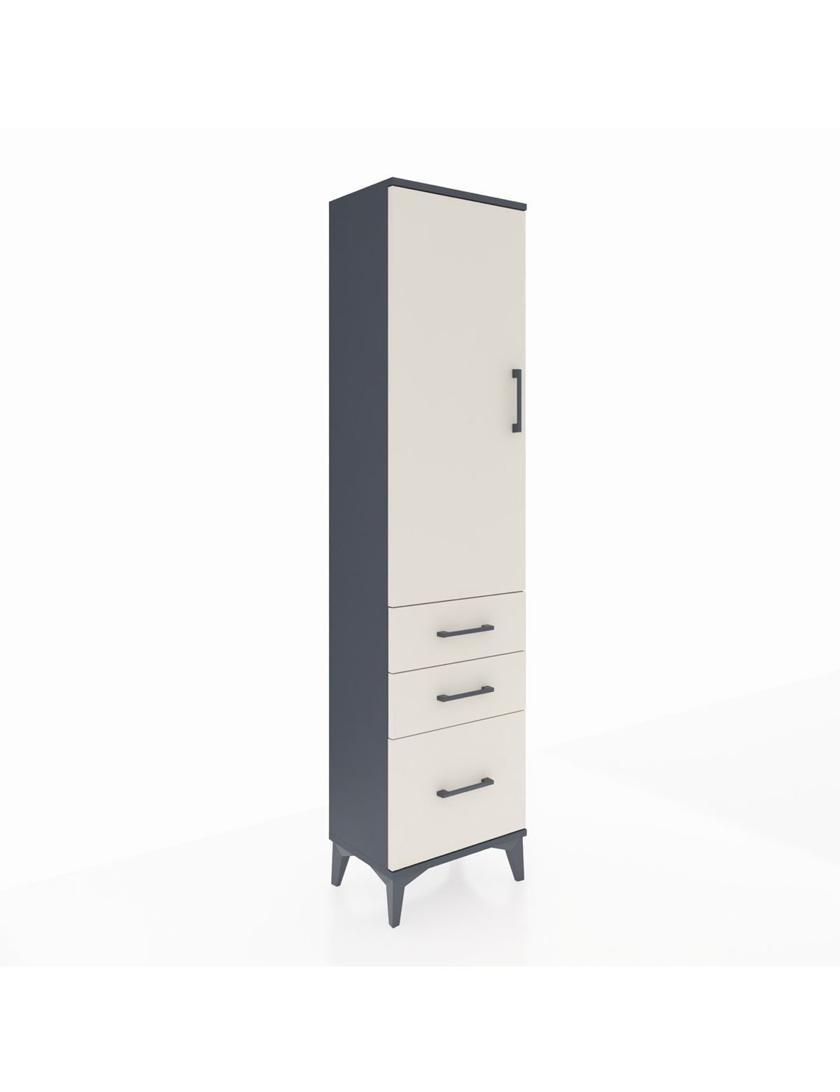 Arges Dolap 2 Raflı 3 Çekmeceli Tek Kapaklı 44x30x182 Antrasit-Aytaşı