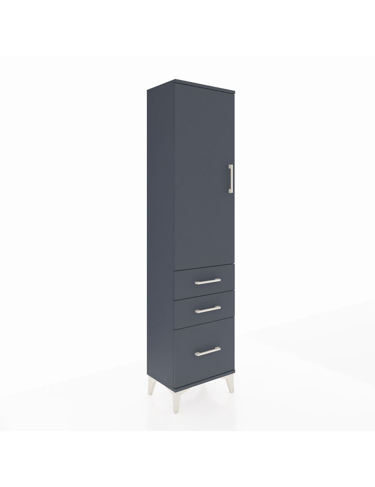 Arges Dolap 2 Raflı 3 Çekmeceli Tek Kapaklı 44x30x182 Antrasit-Antrasit