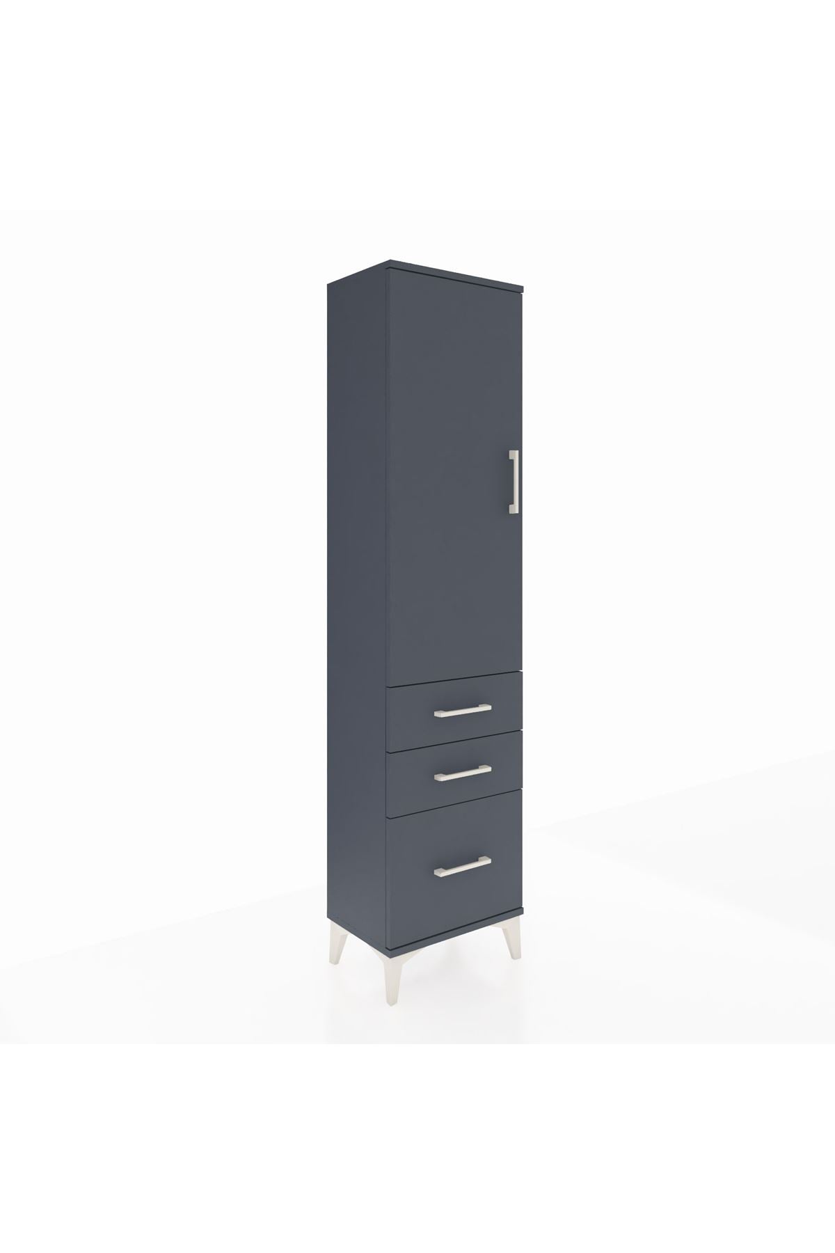 Arges Dolap 2 Raflı 3 Çekmeceli Tek Kapaklı 44x30x182 Antrasit-Antrasit