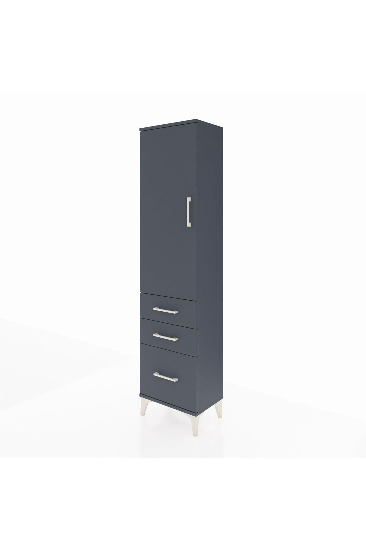 Arges Dolap 2 Raflı 3 Çekmeceli Tek Kapaklı 44x30x182 Antrasit-Antrasit