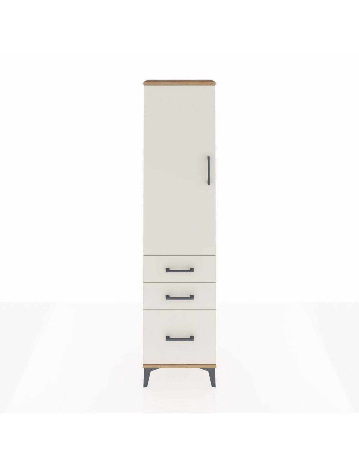 Arges Dolap 2 Raflı 3 Çekmeceli Tek Kapaklı 44x30x182 Çam-Aytaşı