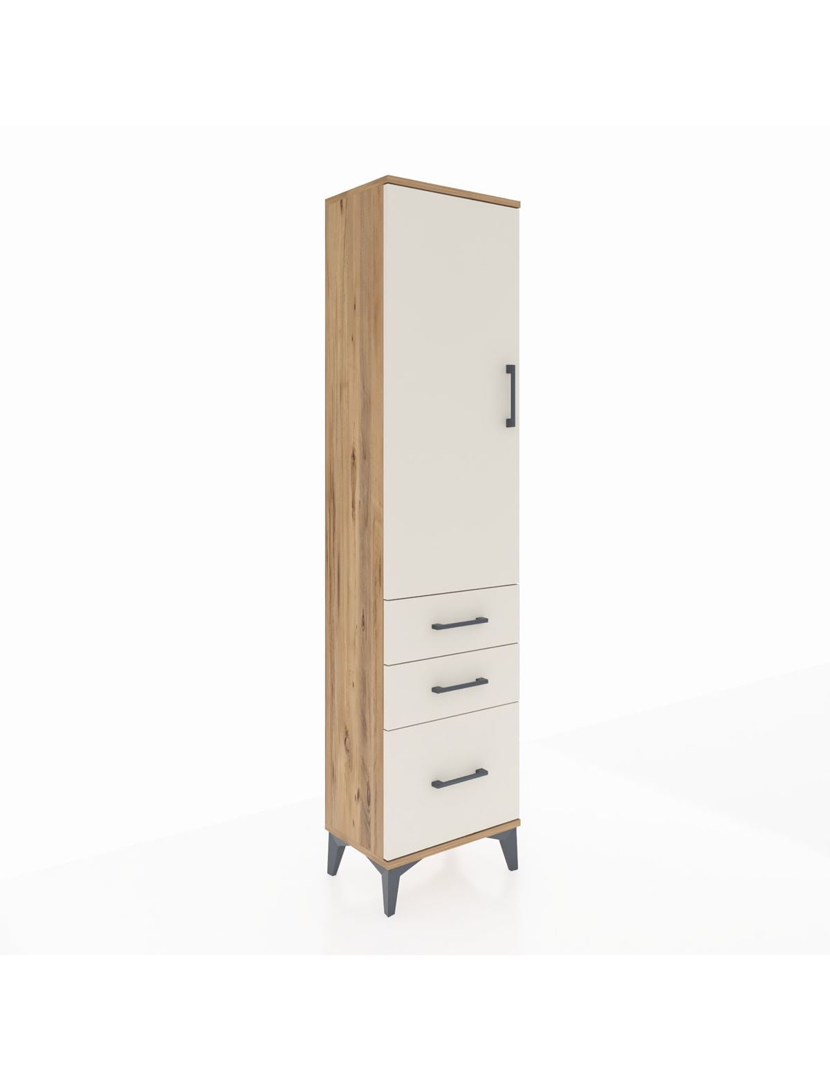 Arges Dolap 2 Raflı 3 Çekmeceli Tek Kapaklı 44x30x182 Çam-Aytaşı