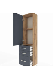 Arges Dolap 2 Raflı 3 Çekmeceli Tek Kapaklı 44x30x182 Çam-Antrasit