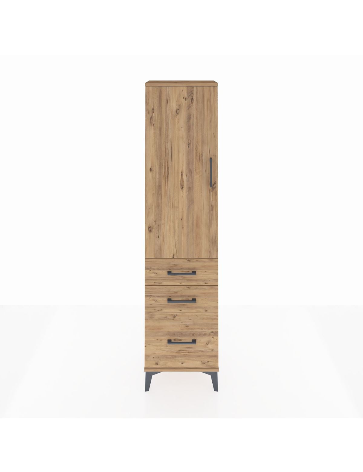 Arges Dolap 2 Raflı 3 Çekmeceli Tek Kapaklı 44x30x182 Çam-Çam