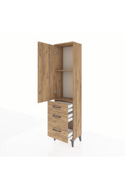 Arges Dolap 2 Raflı 3 Çekmeceli Tek Kapaklı 44x30x182 Çam-Çam