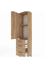 Arges Dolap 2 Raflı 3 Çekmeceli Tek Kapaklı 44x30x182 Çam-Çam