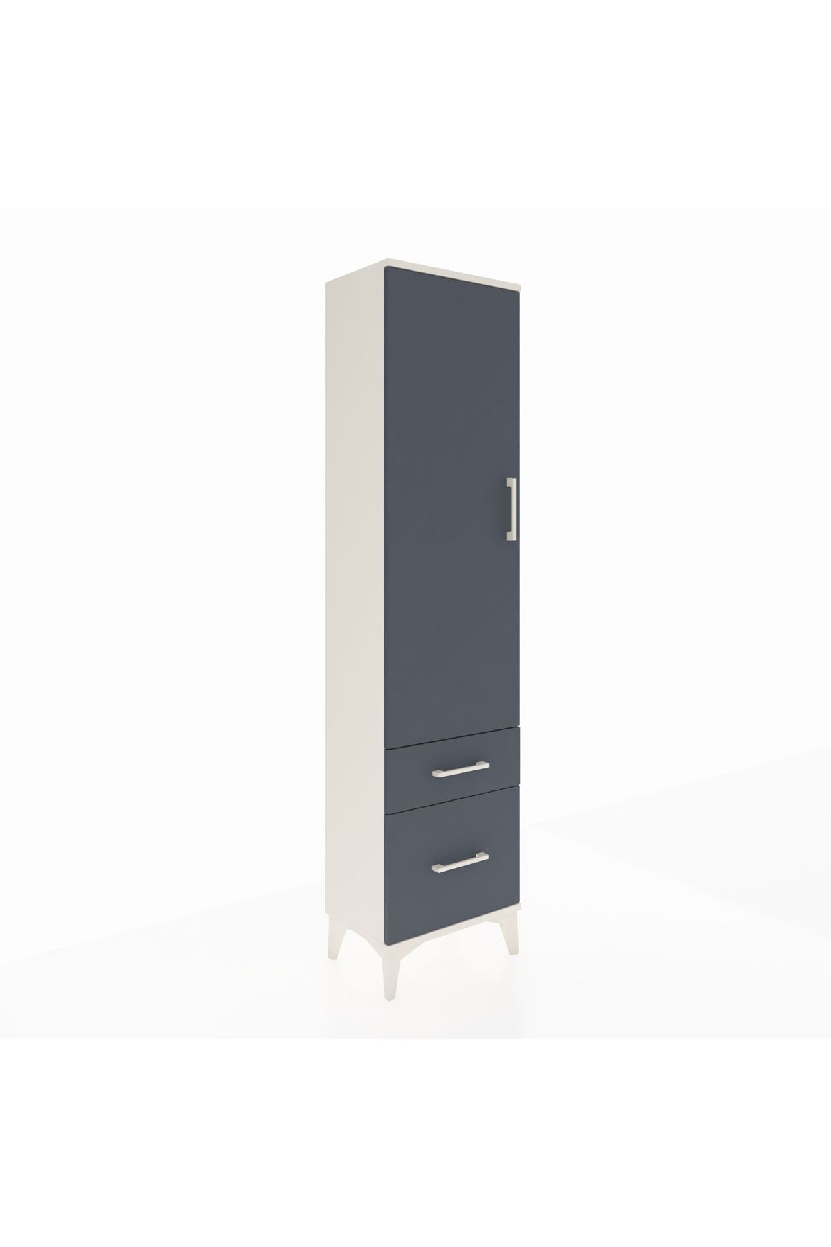 Arges Dolap 2 Raflı 2 Çekmeceli Tek Kapaklı 44x30x182 Aytaşı-Antrasit