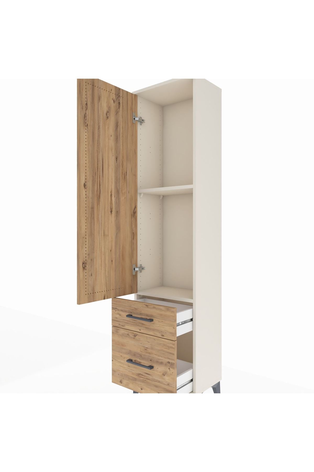 Arges Dolap 2 Raflı 2 Çekmeceli Tek Kapaklı 44x30x182 Aytaşı-Çam