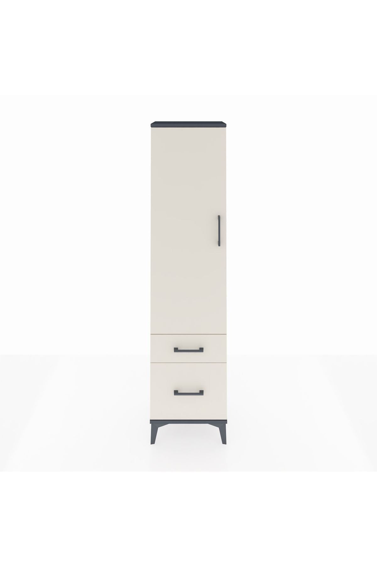 Arges Dolap 2 Raflı 2 Çekmeceli Tek Kapaklı 44x30x182 Antrasit-Aytaşı