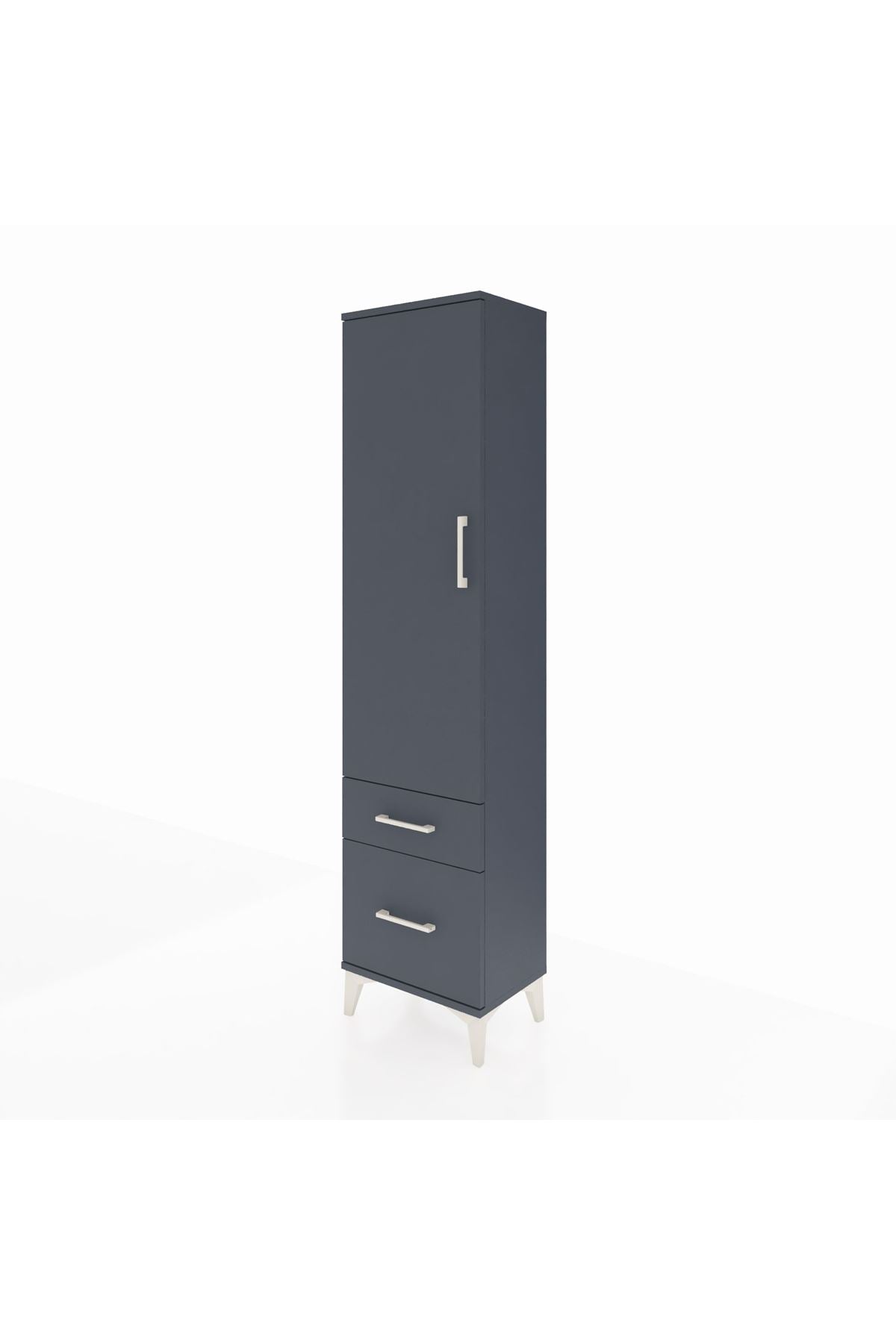 Arges Dolap 2 Raflı 2 Çekmeceli Tek Kapaklı 44x30x182 Antrasit-Antrasit