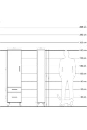 Arges Dolap 2 Raflı 2 Çekmeceli Tek Kapaklı 44x30x182 Antrasit-Antrasit