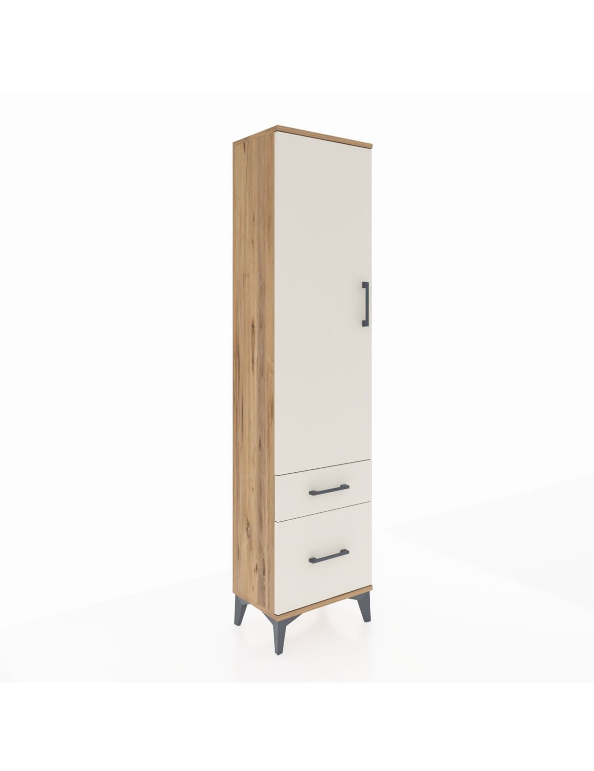 Arges Dolap 2 Raflı 2 Çekmeceli Tek Kapaklı 44x30x182 Çam-Aytaşı