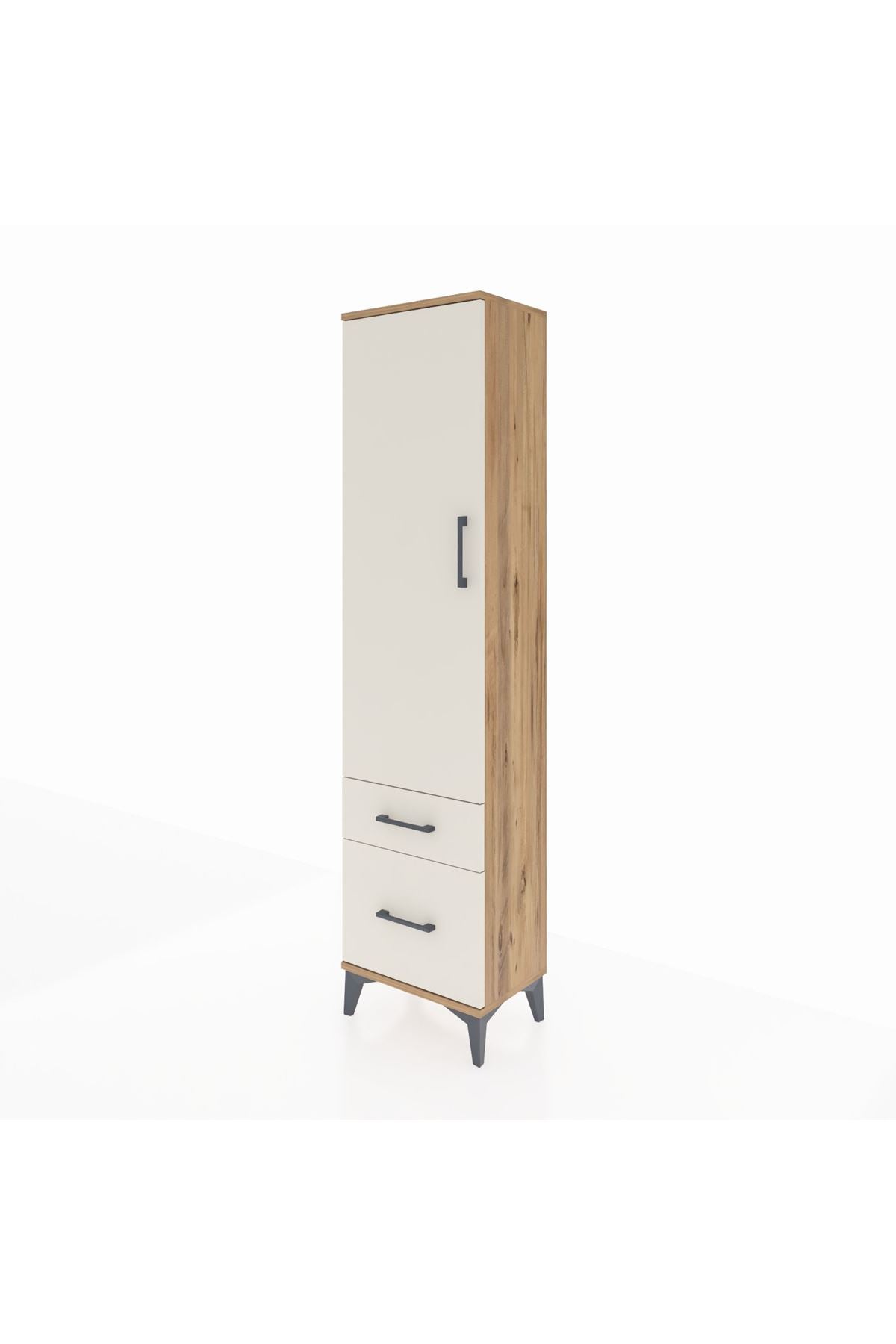 Arges Dolap 2 Raflı 2 Çekmeceli Tek Kapaklı 44x30x182 Çam-Aytaşı