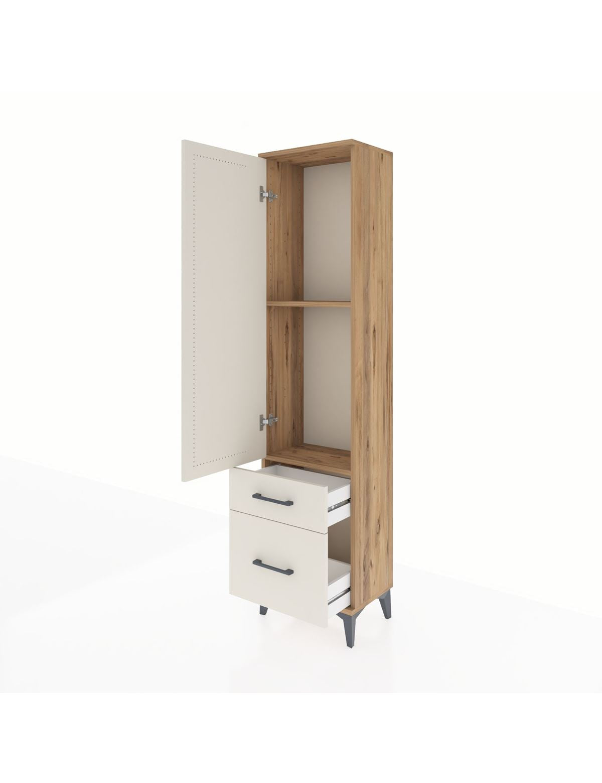 Arges Dolap 2 Raflı 2 Çekmeceli Tek Kapaklı 44x30x182 - S22M015V7A
