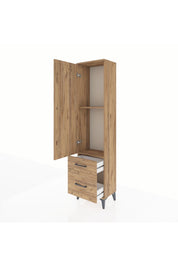 Arges Dolap 2 Raflı 2 Çekmeceli Tek Kapaklı 44x30x182 Çam-Çam