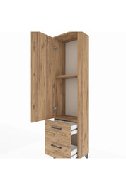 Arges Dolap 2 Raflı 2 Çekmeceli Tek Kapaklı 44x30x182 Çam-Çam