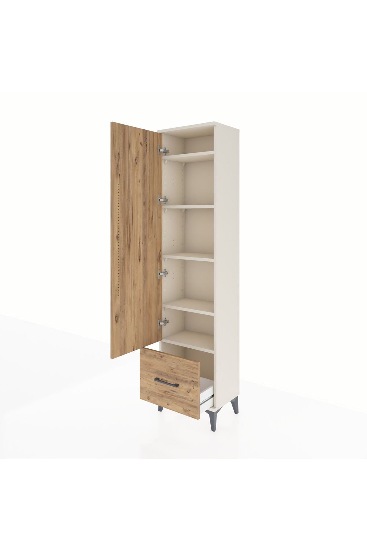 Arges Dolap 5 Raflı Tek Çekmeceli Tek Kapaklı 44x30x182 Aytaşı-Çam