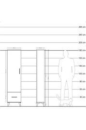 Arges Dolap 5 Raflı Tek Çekmeceli Tek Kapaklı 44x30x182 Antrasit-Aytaşı