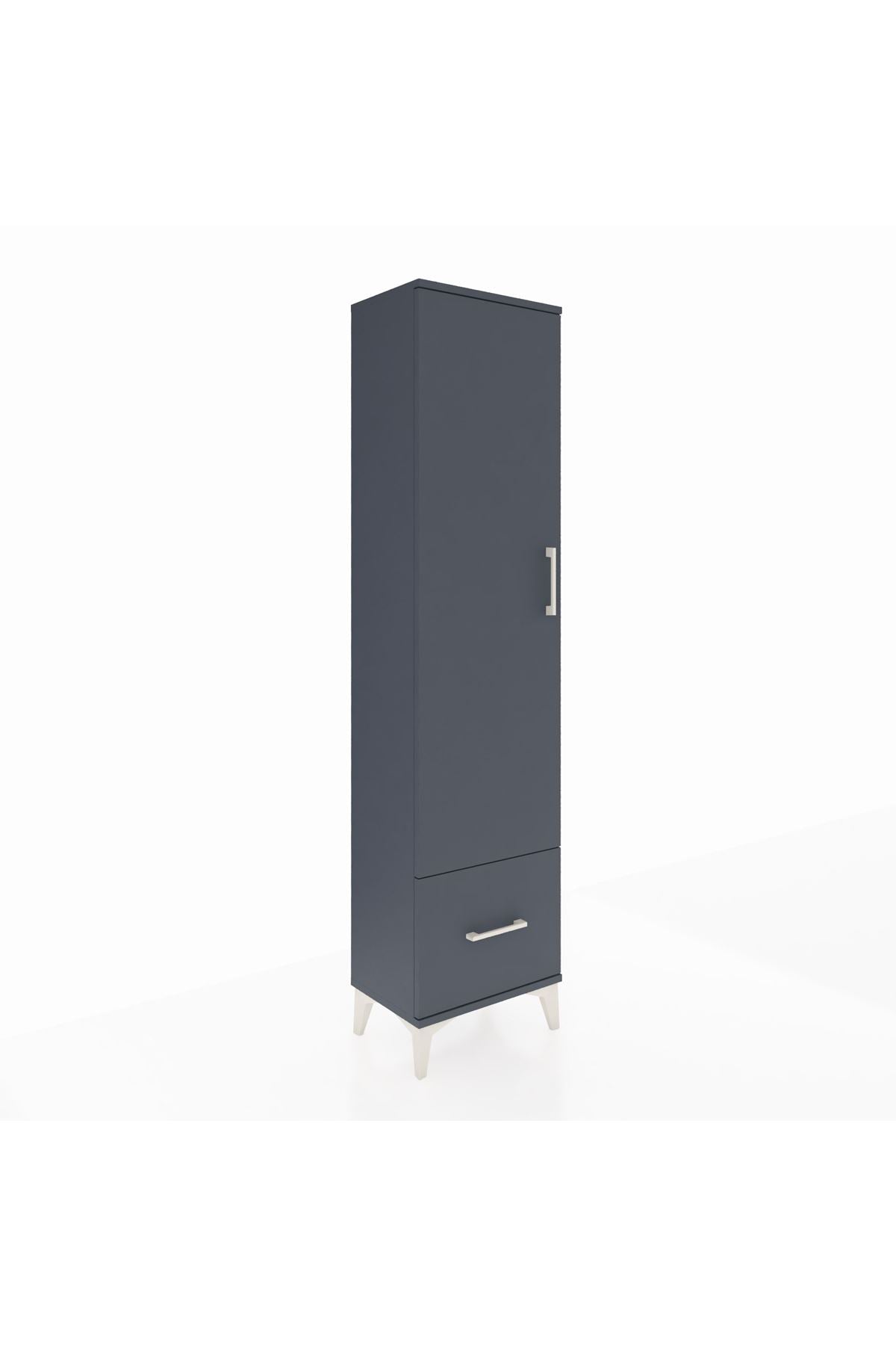 Arges Dolap 5 Raflı Tek Çekmeceli Tek Kapaklı 44x30x182 Antrasit-Antrasit