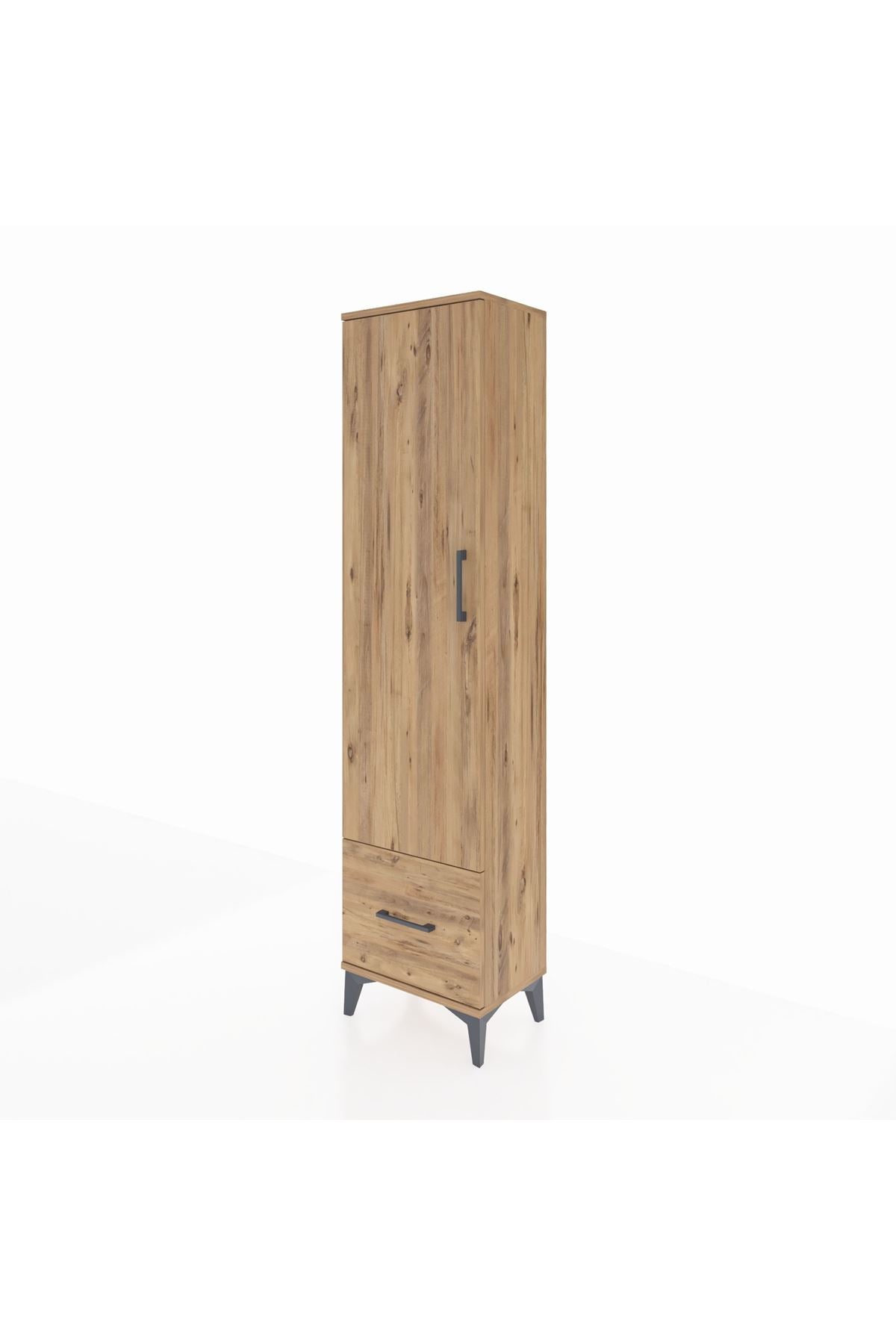 Arges Dolap 5 Raflı Tek Çekmeceli Tek Kapaklı 44x30x182 Çam-Çam