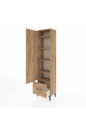 Arges Dolap 5 Raflı Tek Çekmeceli Tek Kapaklı 44x30x182 Çam-Çam