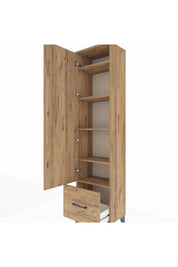 Arges Dolap 5 Raflı Tek Çekmeceli Tek Kapaklı 44x30x182 Çam-Çam