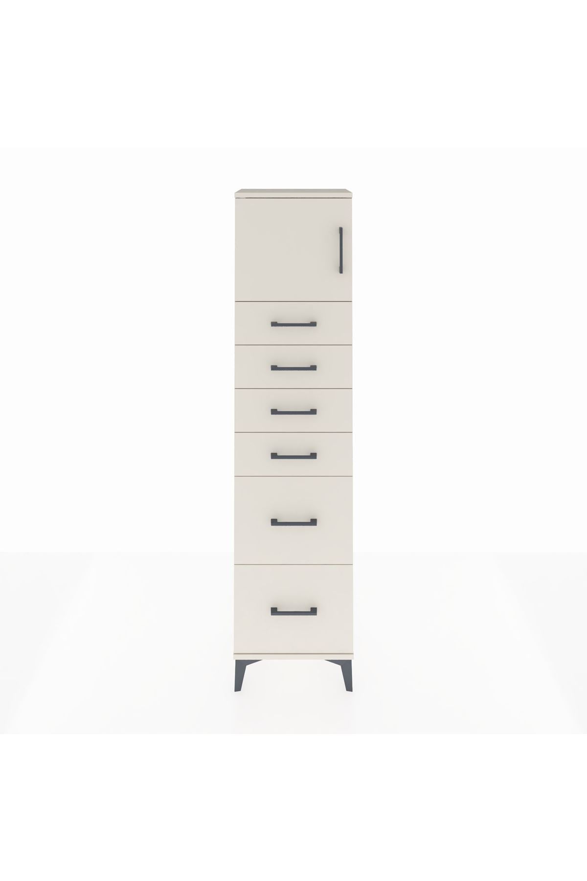 Arges Dolap Tek Raflı 6 Çekmeceli Tek Kapaklı 44x30x182 Aytaşı-Aytaşı