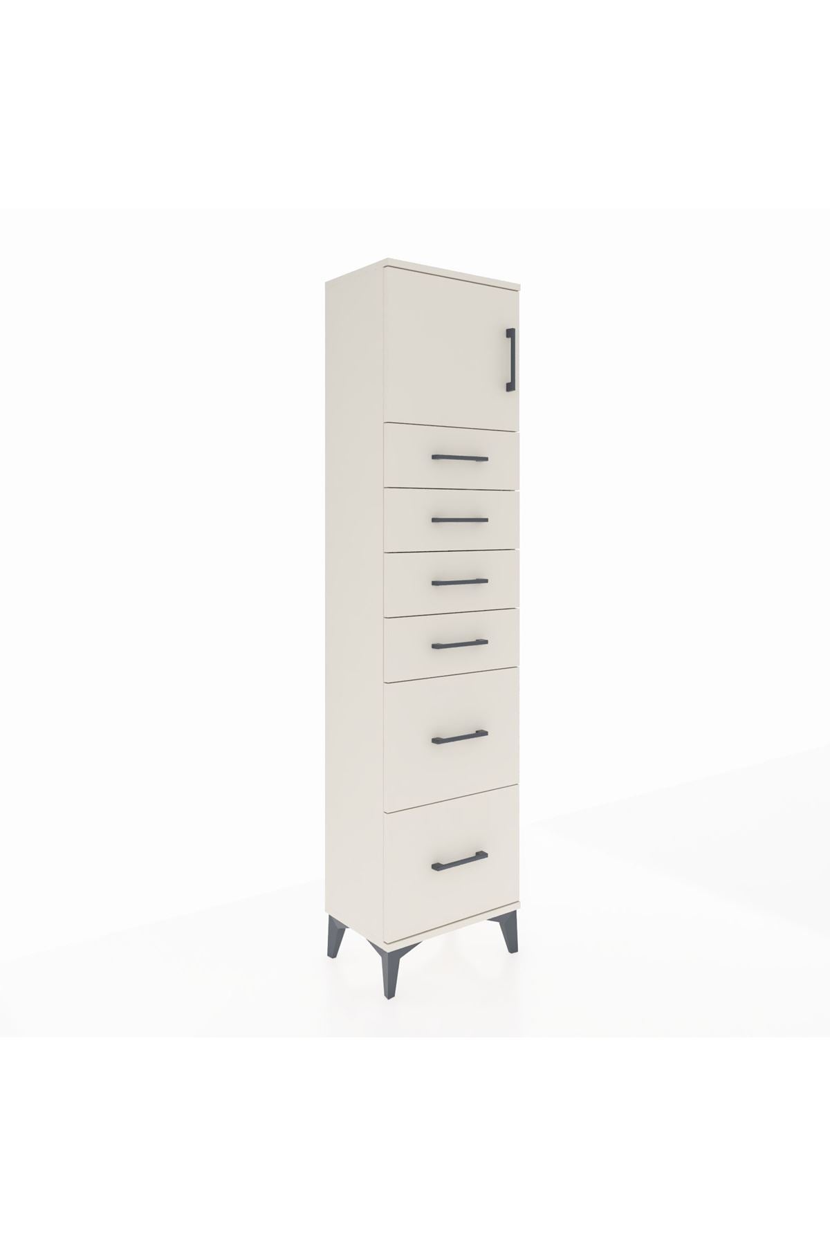 Arges Dolap Tek Raflı 6 Çekmeceli Tek Kapaklı 44x30x182 Aytaşı-Aytaşı