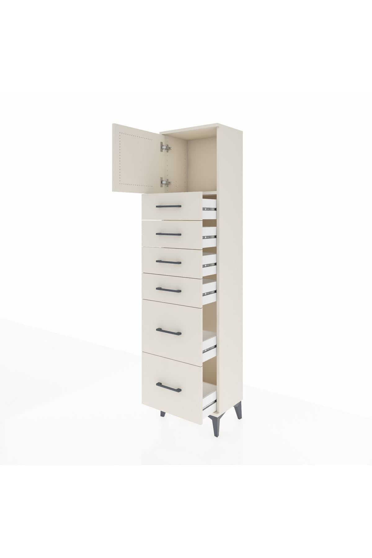 Arges Dolap Tek Raflı 6 Çekmeceli Tek Kapaklı 44x30x182 Aytaşı-Aytaşı