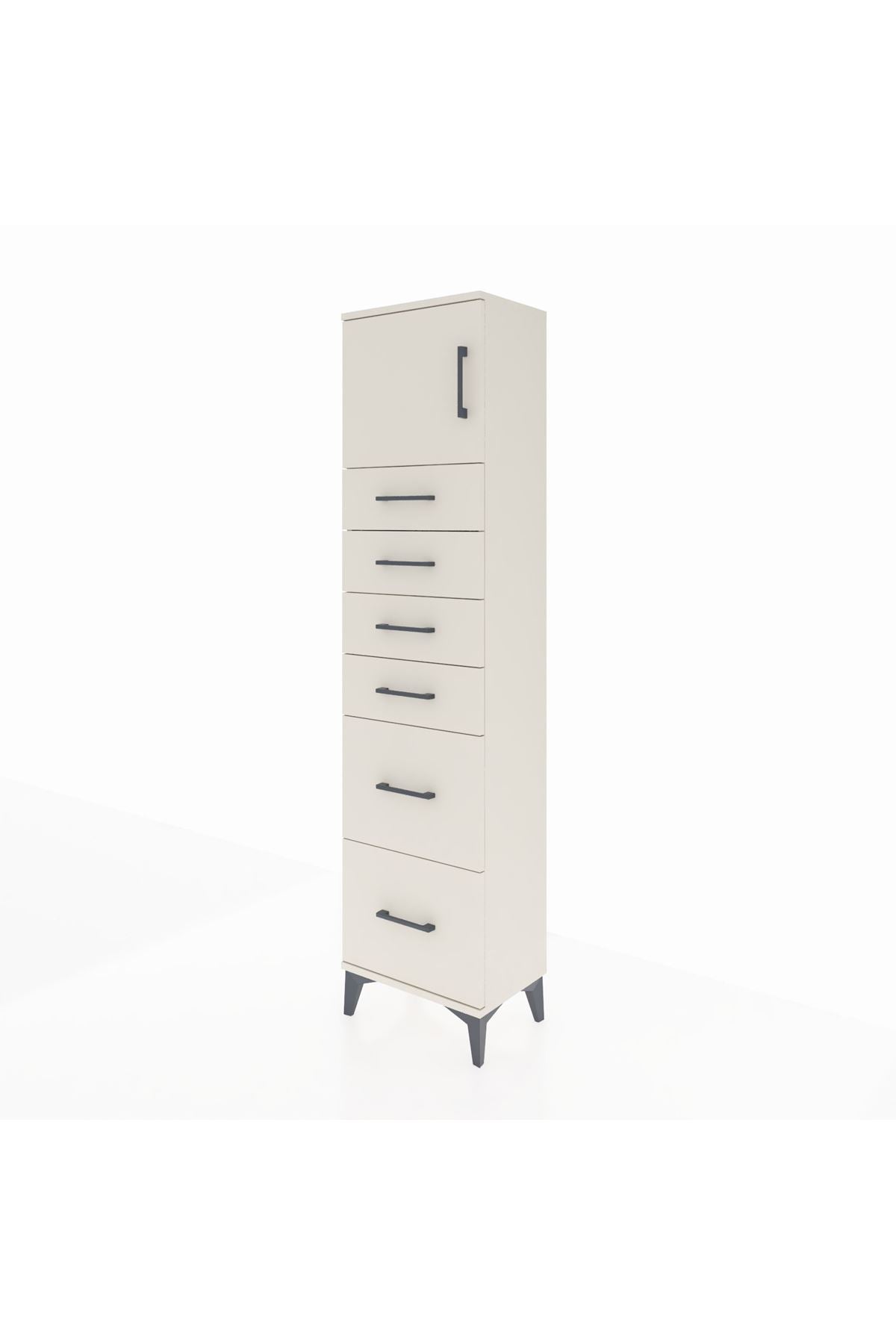 Arges Dolap Tek Raflı 6 Çekmeceli Tek Kapaklı 44x30x182 Aytaşı-Aytaşı