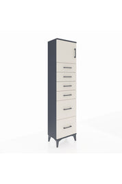 Arges Dolap Tek Raflı 6 Çekmeceli Tek Kapaklı 44x30x182 Antrasit-Aytaşı