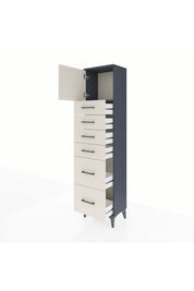 Arges Dolap Tek Raflı 6 Çekmeceli Tek Kapaklı 44x30x182 Antrasit-Aytaşı